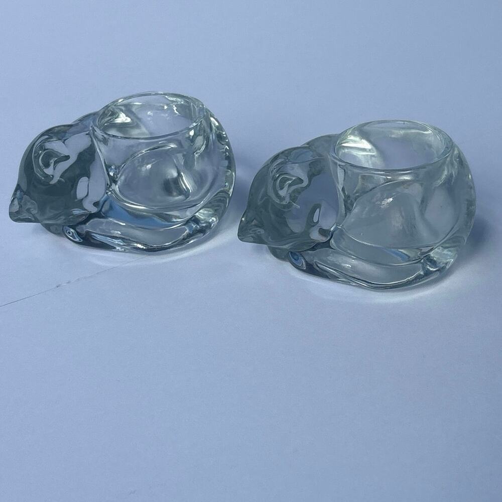 Set of Vintage Indiana Glass Cat votives/Candle Holders